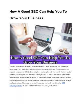 how a good seo can help you to