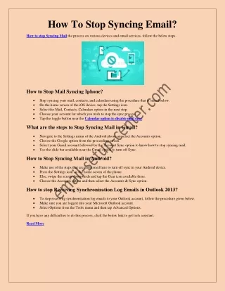 how to stop syncing email