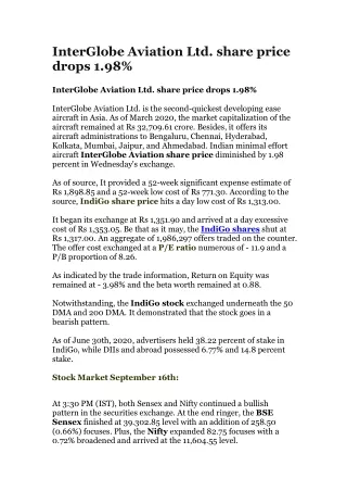 interglobe aviation ltd share price drops 1 98