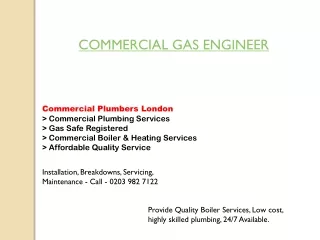 Commercial Gas Engineer – Gas Safe Registered