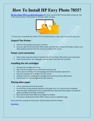 how to install hp envy photo 7855