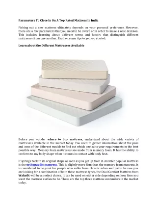 parameters to close in on a top rated mattress