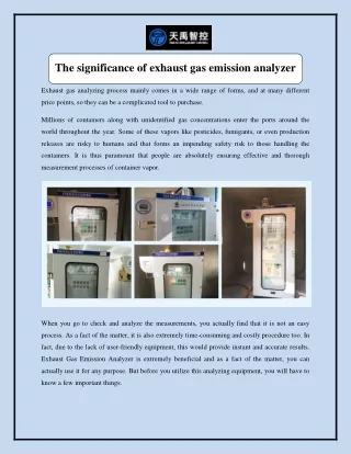The significance of exhaust gas emission analyzer