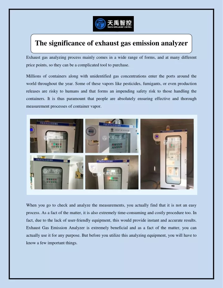 the significance of exhaust gas emission analyzer