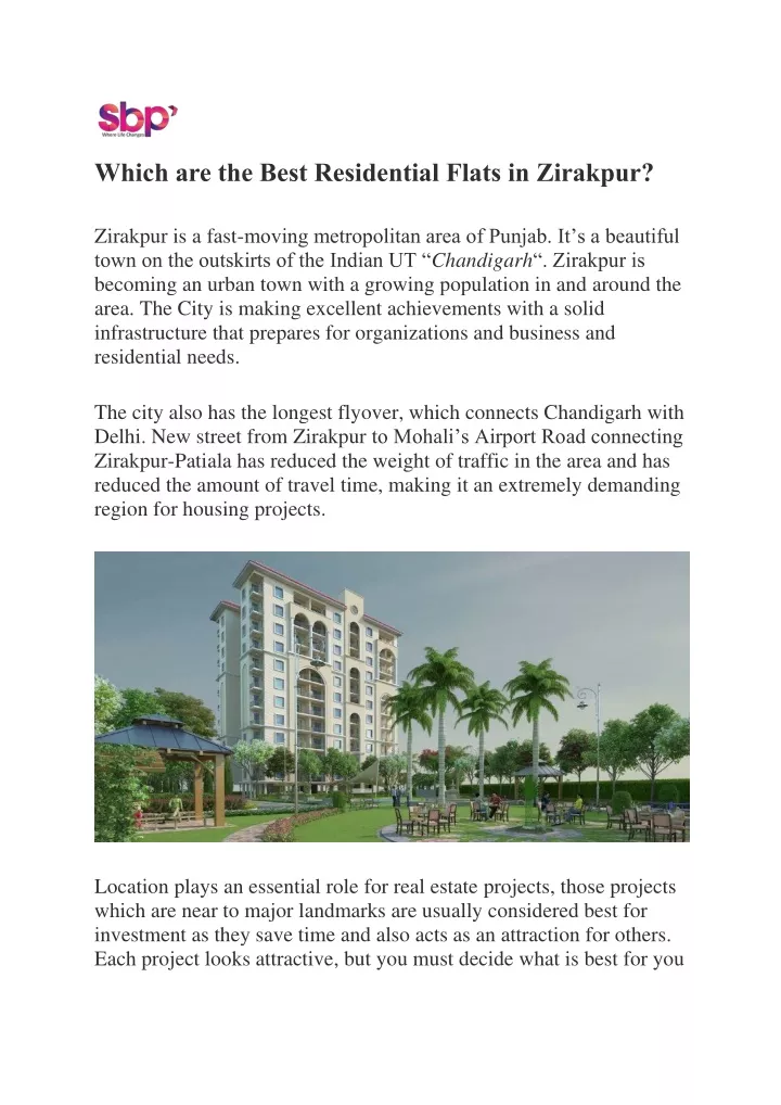 which are the best residential flats in zirakpur