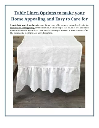 table linen options to make your home appealing