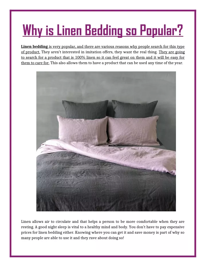 why is linen bedding so popular