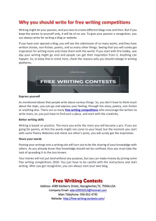 Why you should write for free writing competitions