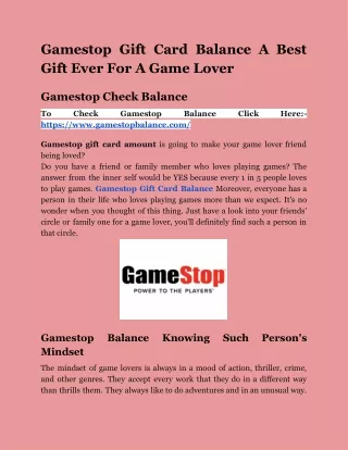 Gamestop Gift Card Balance Inquiry | Check Gamestop Balance