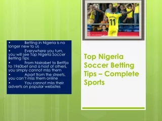 Top Nigeria Soccer Betting Tips – Complete Sports