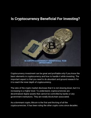 Is cryptocurrency beneficial for investing