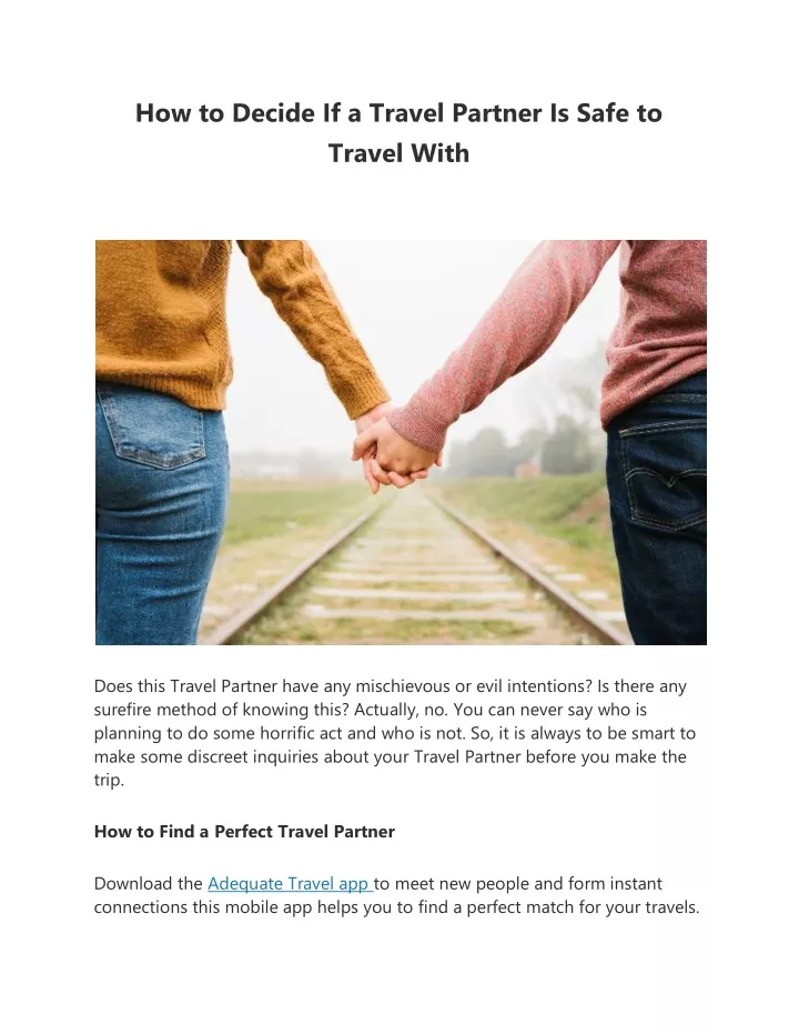 how to decide if a travel partner is safe