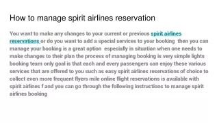 How to manage spirit airlines reservation