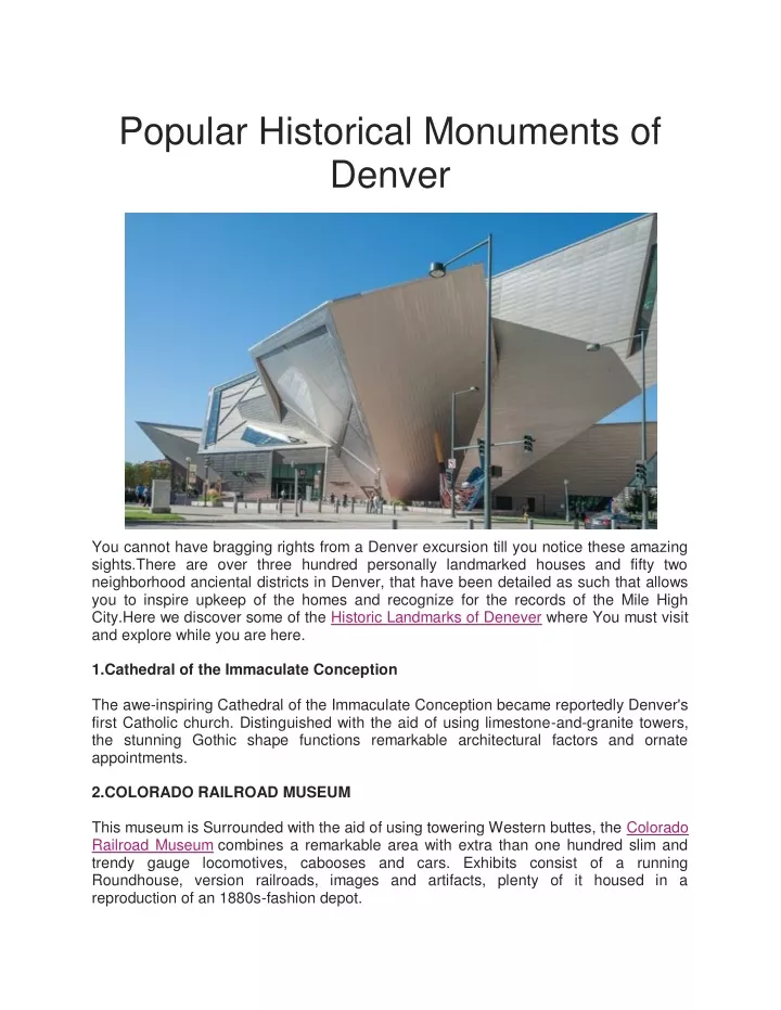 popular historical monuments of denver