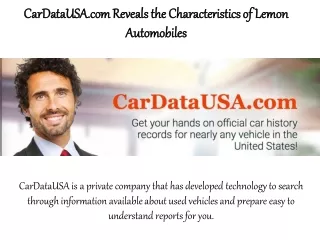 CarDataUSA.com Reveals the Characteristics of Lemon Automobiles