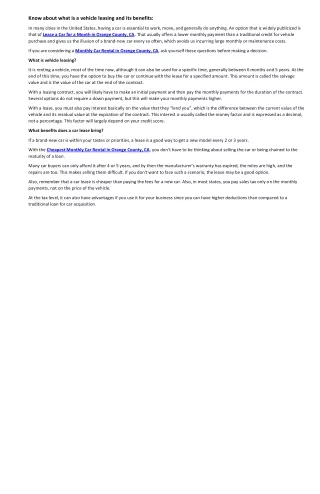 know about what is a vehicle leasing