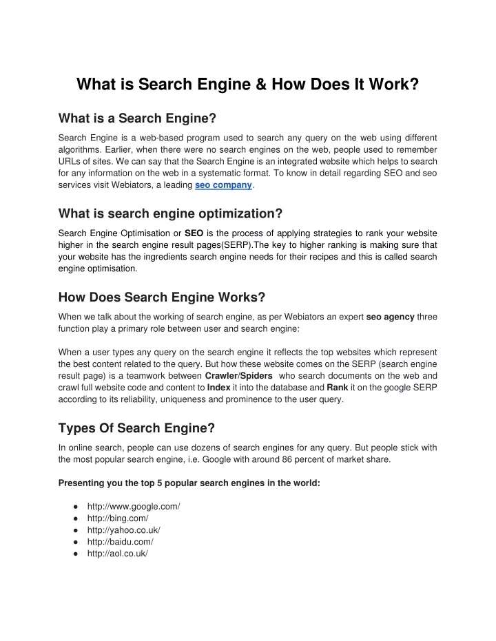 what is search engine how does it work