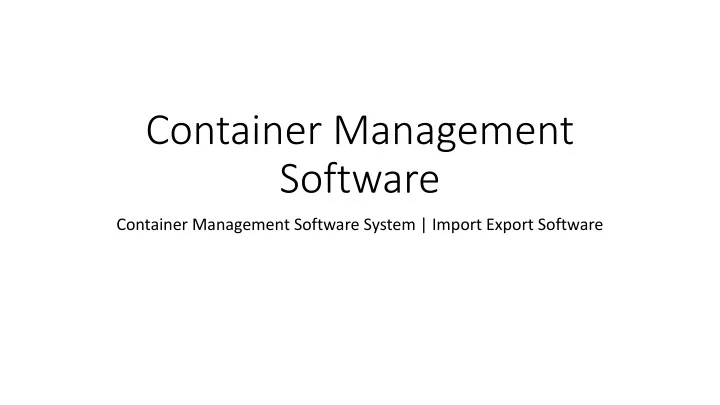 container management software