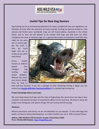 Useful Tips for New Hog Hunters