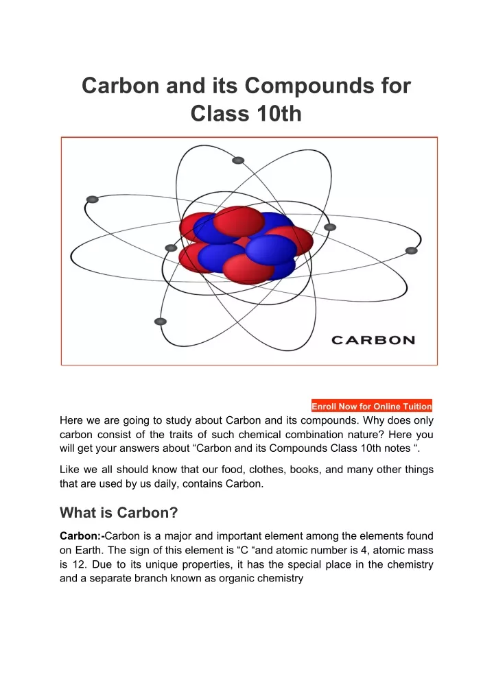 carbon and its compounds for class 10th