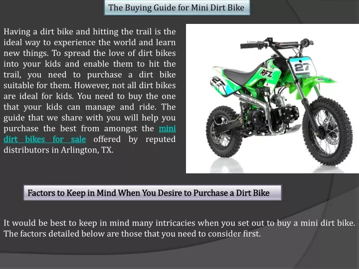 the buying guide for mini dirt bike