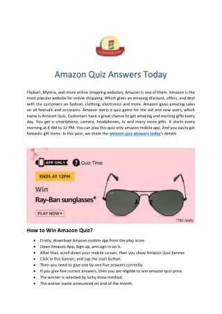 Amazon Quiz Answers