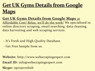 get uk gyms details from google maps