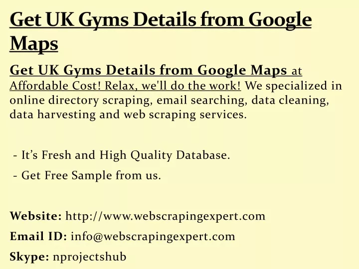 get uk gyms details from google maps