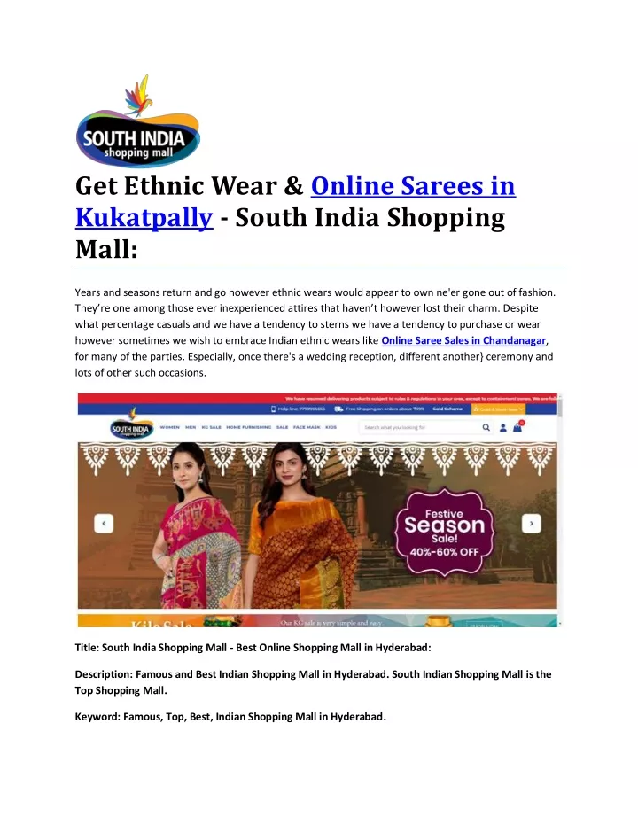 get ethnic wear online sarees in kukatpally south
