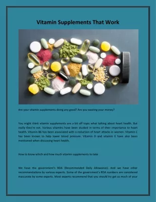 vitamin supplements that work