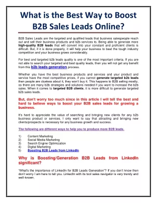 what is the best way to boost b2b sales leads