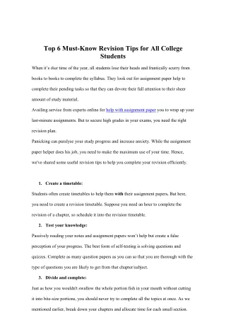 top 6 must know revision tips for all college