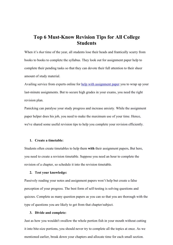 top 6 must know revision tips for all college