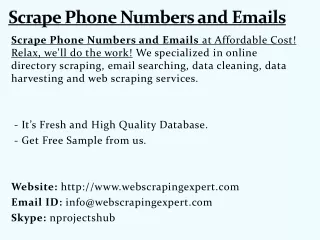 scrape phone numbers and emails