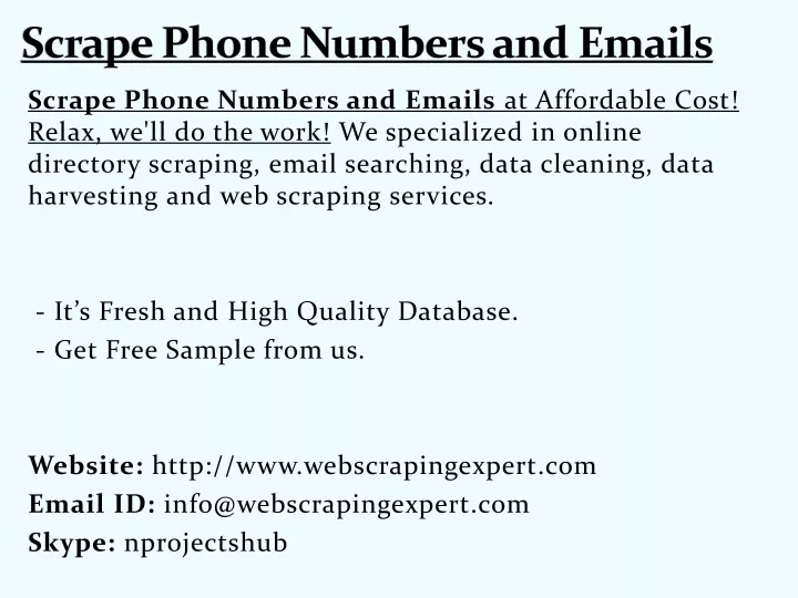 scrape phone numbers and emails