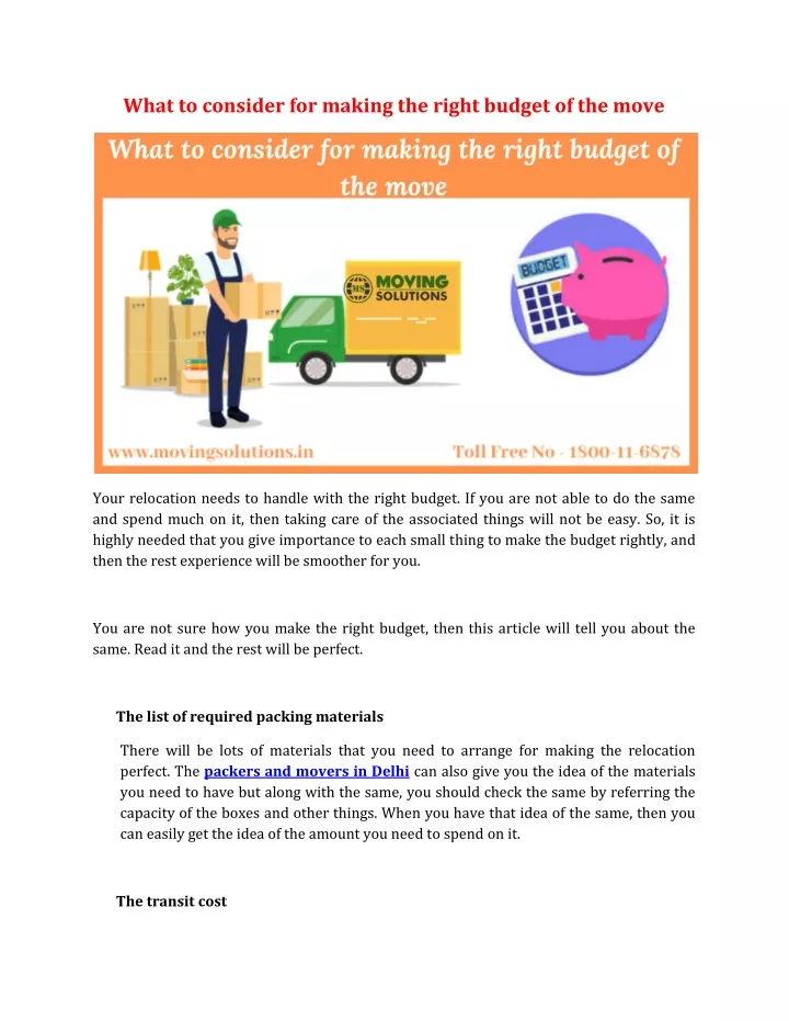 what to consider for making the right budget