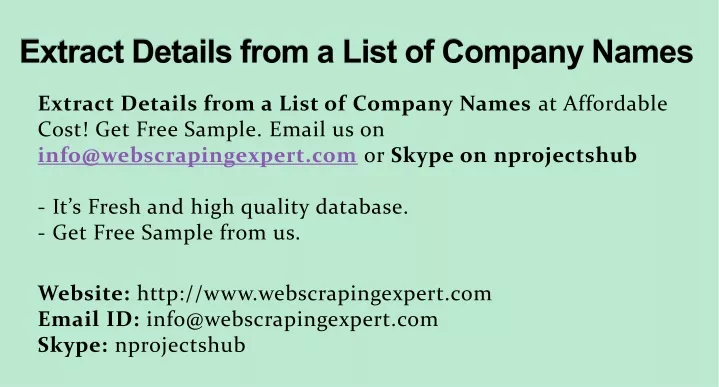 extract details from a list of company names