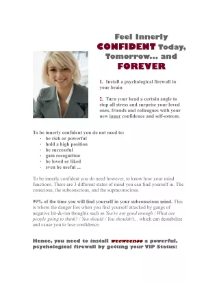 feel innerly confident today tomorrow and forever