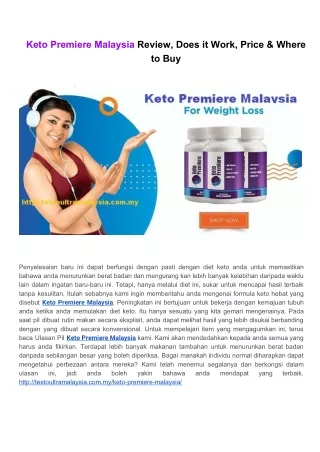 Keto Premiere Malaysia Review, Does it Work, Price & Where to Buy