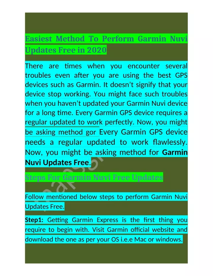 easiest method to perform garmin nuvi updates