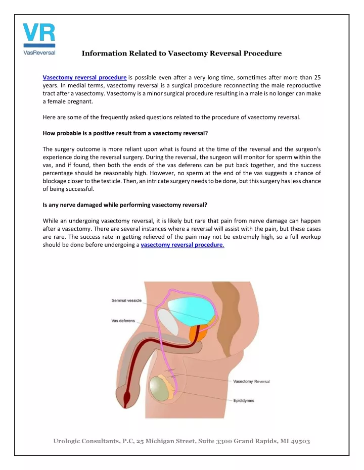 information related to vasectomy reversal