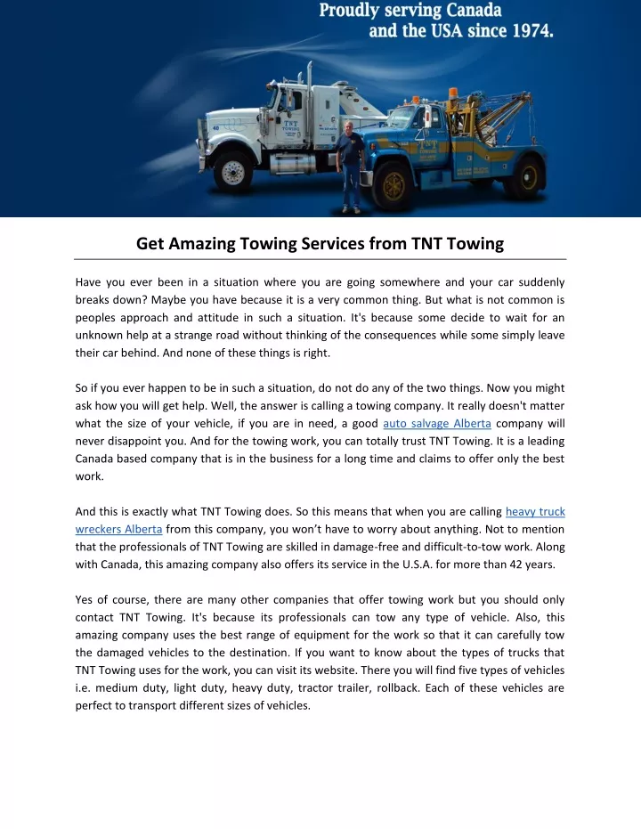 get amazing towing services from tnt towing