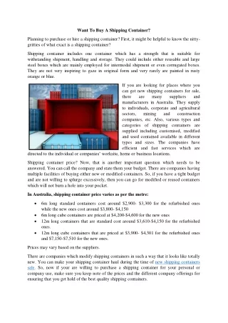 want to buy a shipping container