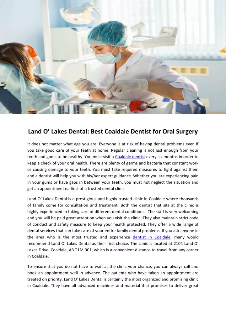 land o lakes dental best coaldale dentist