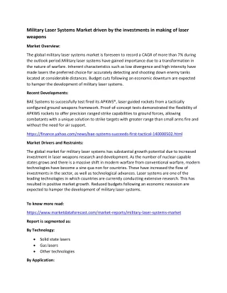 military laser systems market driven