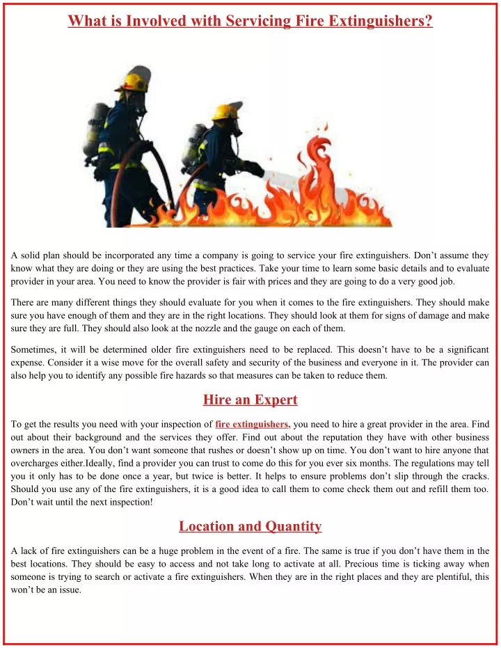 what is involved with servicing fire extinguishers