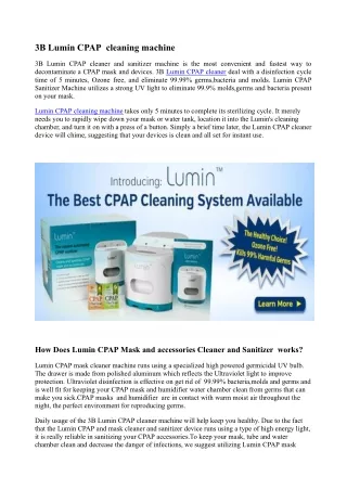 3b lumin cpap cleaning machine