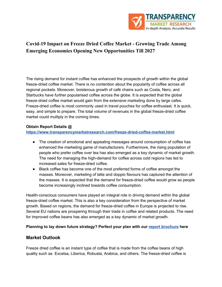 covid 19 impact on freeze dried coffee market