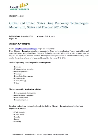 Drug Discovery Technologies Market Size, Status and Forecast 2020-2026