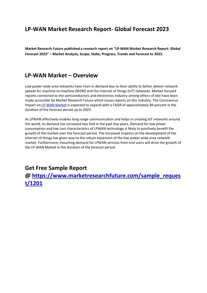lp wan market research report global forecast 2023